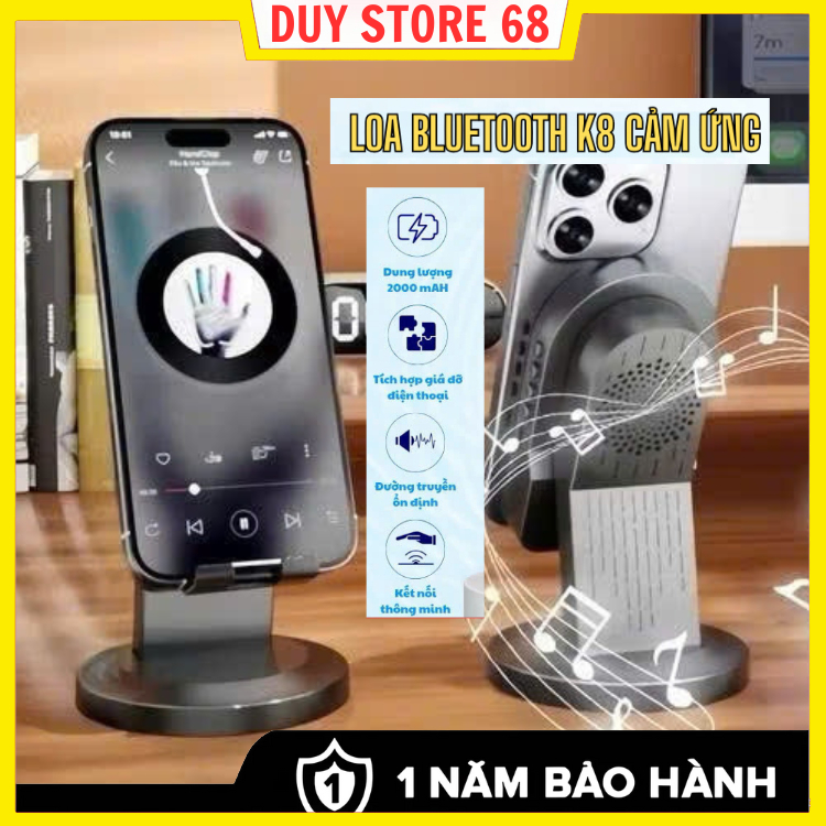 Loa K8 cảm ứng không dây (3in1) Giá đỡ điện thoại + Loa bluetooth + Gương Trang điểm