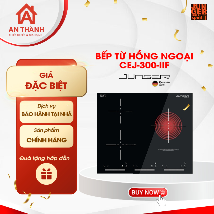 Bếp điện từ ba Junger CEJ-300-IIF bảo hành 3 năm - tặng Bộ nồi inox JC-100 (13 món) - ATH