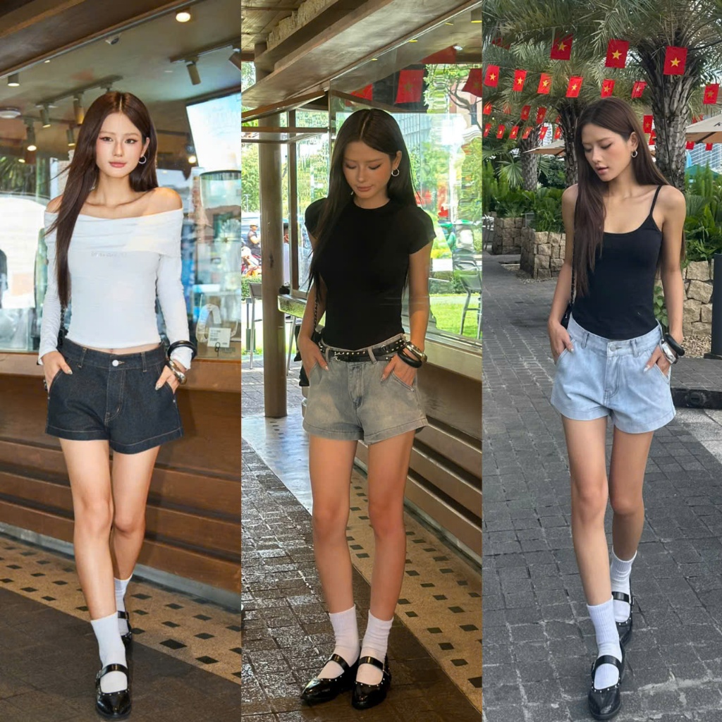 THE QUẠO - Quần Short ngắn nữ chất liệu Jean mềm dáng ngắn trên gối phong cách S2208_705 | BigBuy360 - bigbuy360.vn