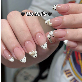   Tặng Keo Hộp  Nailbox Thiết Kế Móng Úp Móng Tay Giả Thạch Nude Fench Chấm Bi M04 