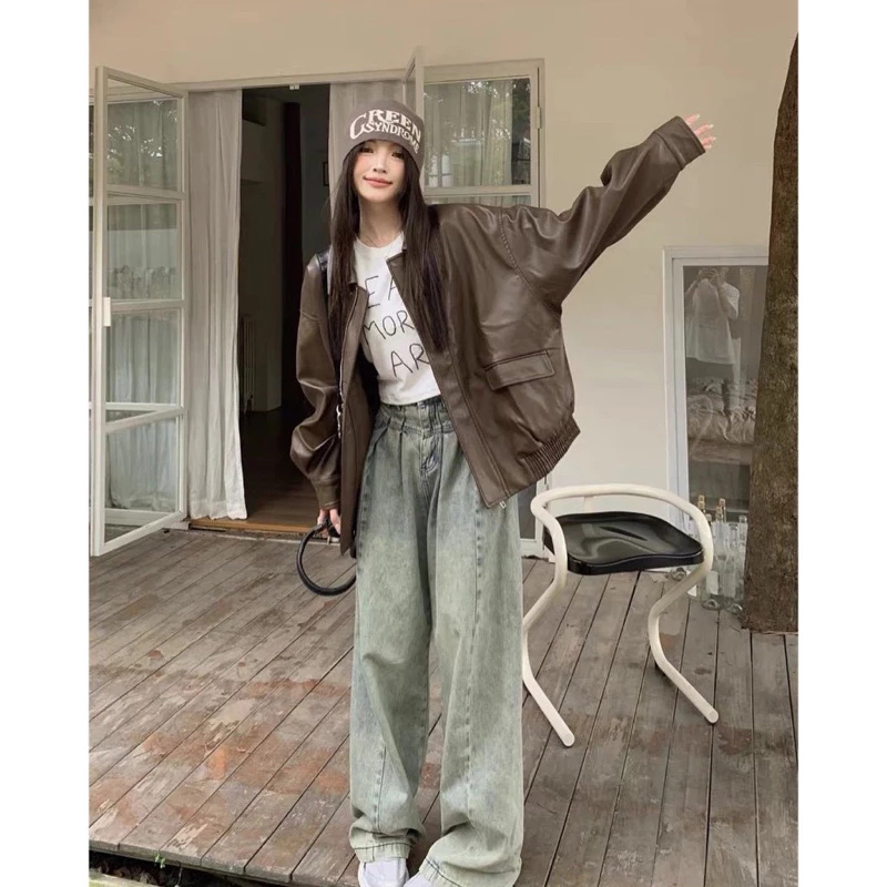 ( HÀNG ĐẸP CÓ SẴN ) Áo da biker FORM TO QC túi hộp 2 lớp , Áo bomber da bo gấu phong cách Retro - BUN222 | BigBuy360 - bigbuy360.vn