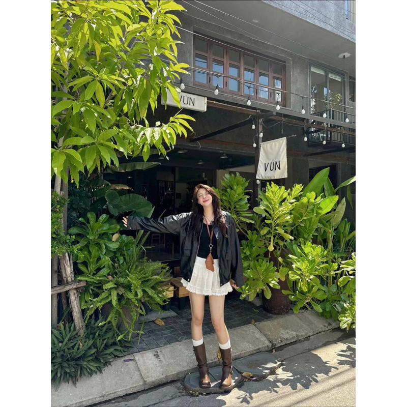 ( HÀNG ĐẸP CÓ SẴN ) Áo da biker FORM TO QC túi hộp 2 lớp , Áo bomber da bo gấu phong cách Retro - BUN222 | BigBuy360 - bigbuy360.vn