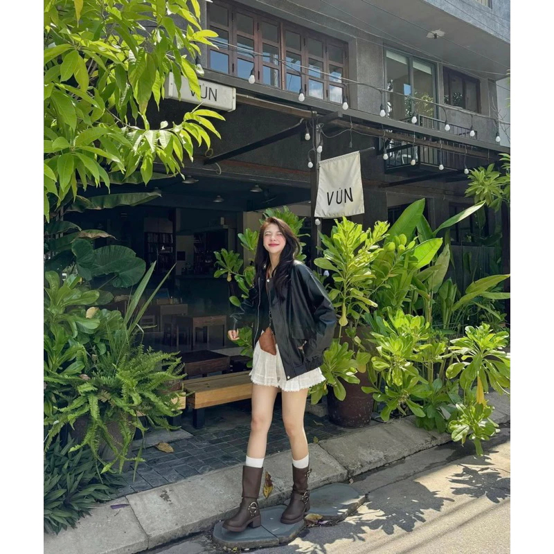 ( HÀNG ĐẸP CÓ SẴN ) Áo da biker FORM TO QC túi hộp 2 lớp , Áo bomber da bo gấu phong cách Retro - BUN222 | BigBuy360 - bigbuy360.vn