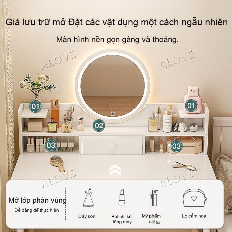ALOVE bàn trang điểm đơn giản hiện đại gương lớn kèm ngăn kéo lưu trữ tiện lợi cho phòng | BigBuy360 - bigbuy360.vn