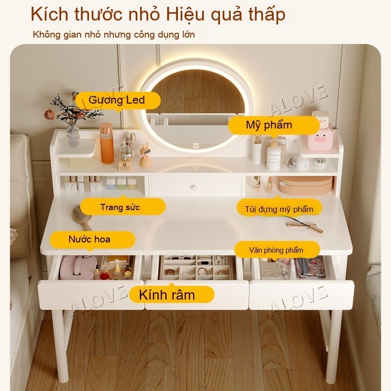 ALOVE bàn trang điểm đơn giản hiện đại gương lớn kèm ngăn kéo lưu trữ tiện lợi cho phòng | BigBuy360 - bigbuy360.vn