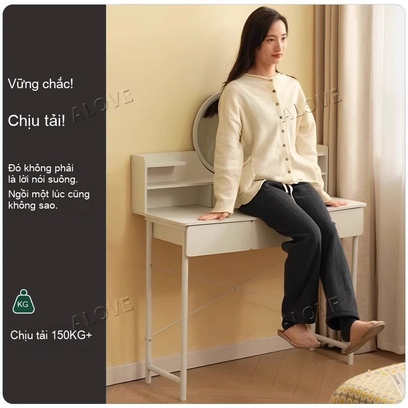 ALOVE bàn trang điểm đơn giản hiện đại gương lớn kèm ngăn kéo lưu trữ tiện lợi cho phòng | BigBuy360 - bigbuy360.vn