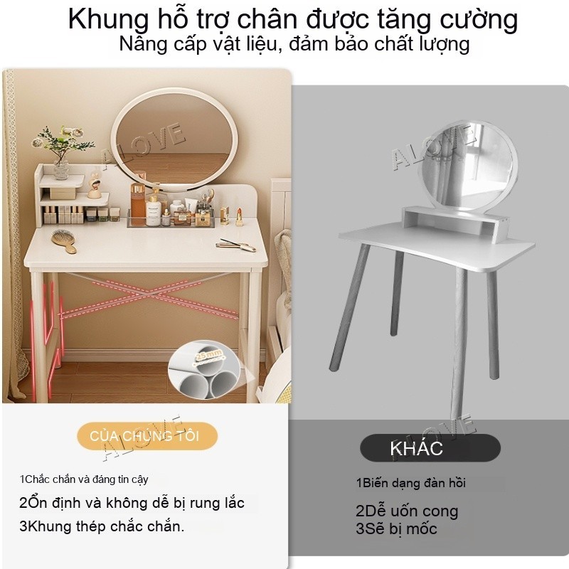 ALOVE bàn trang điểm đơn giản hiện đại gương lớn kèm ngăn kéo lưu trữ tiện lợi cho phòng | BigBuy360 - bigbuy360.vn