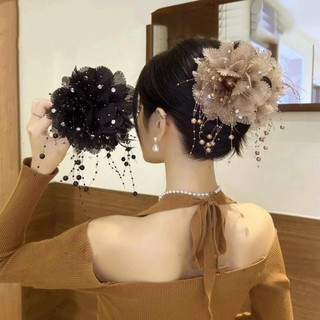 Ngặm cá mập ,Kẹp tóc nữ hoa to đá tua rua size 13cm (s44)