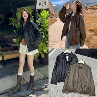 ( HÀNG ĐẸP CÓ SẴN ) Áo da biker FORM TO QC túi hộp 2 lớp , Áo bomber da bo gấu phong cách Retro - BUN222