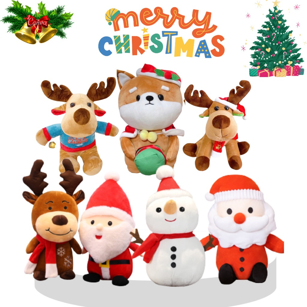  Gấu Bông Tuần Lộc - Chó Shiba Quà Tặng Thú Nhồi Bông Người Tuyết Ông Già Nô En Giáng Sinh Noel Merry Christmas 