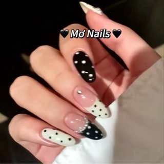   Tặng Keo Hộp  Nailbox Thiết Kế Móng Úp Móng Giả Chấm Bi Phối Đen Trắng Fench Hottrend M09 