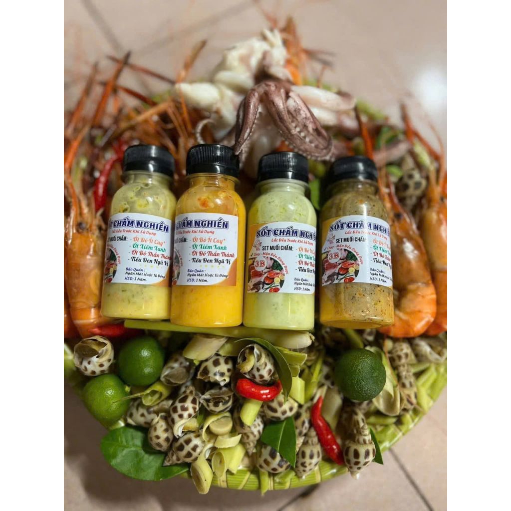 Combo 5 SET MUỐI CHẤM 4 Vị Muối ớt xanh, ớt đỏ,ớt đỏ ít cay, tiêu đen ngũ vị