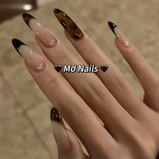   Tặng Keo Hộp  Nailbox Thiết Kế Móng Úp Móng Giả French Phối Da Beo Sang Trọng Slay Cá Tính M12 