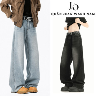 Quần Jean Đen Xịt Bạc Nam Suông Ống Rộng 24CM Lưng Cao Chất Jean Denim Unisex Form Dài Phủ Giày JEAN