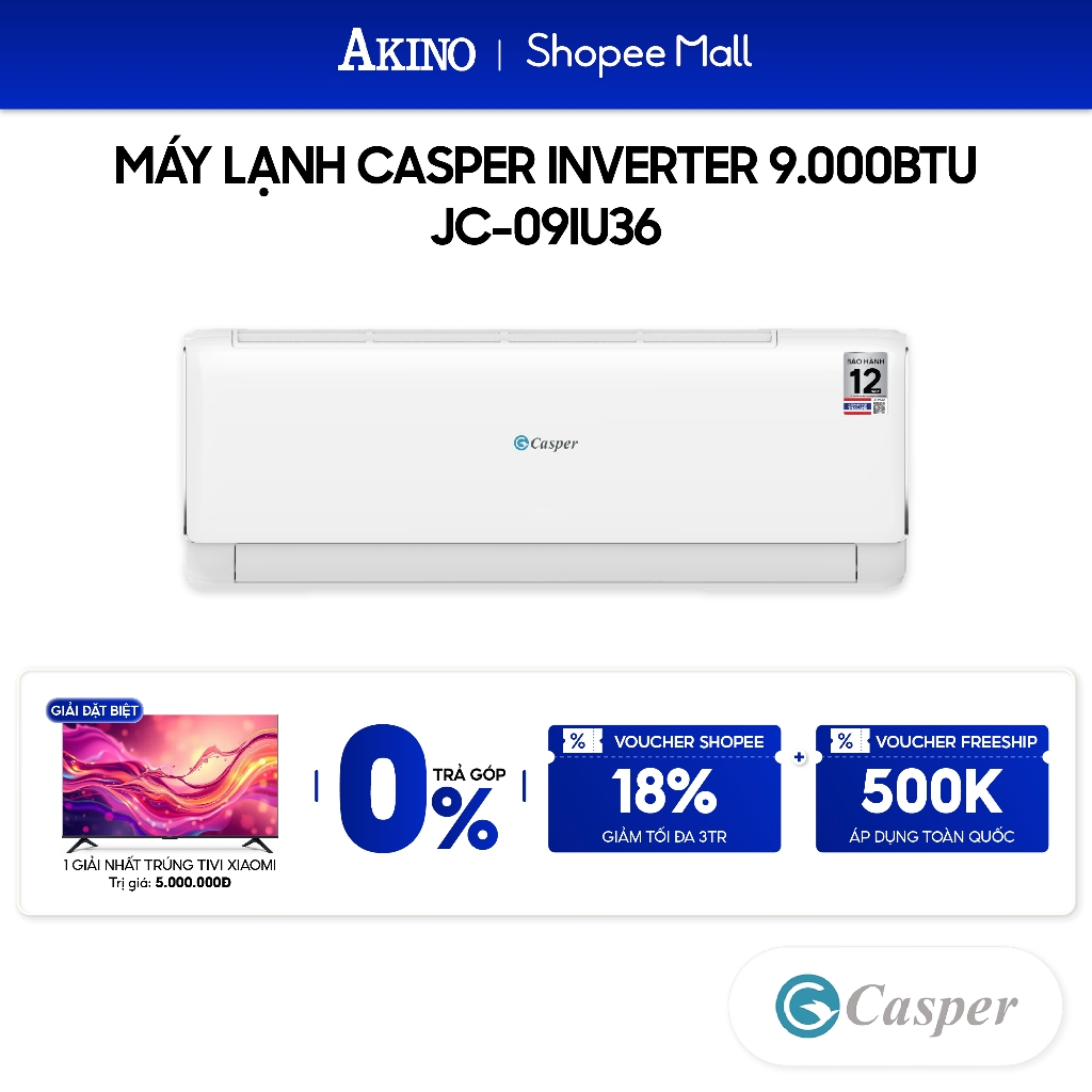 JC-09IU36 I Máy Lạnh Casper Inverter Tiết Kiệm Điện 9.000BTU/1.0HP/1Ngựa Model 2025