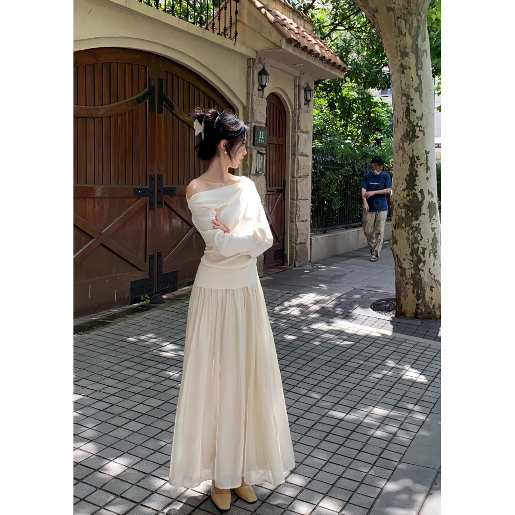 [𝐌ở 𝐁𝐚́𝐧] Set áo lệch vai mix chân váy tơ xoè, Set đồ nữ sang chảnh có Bigsize by Shi Shang | BigBuy360 - bigbuy360.vn