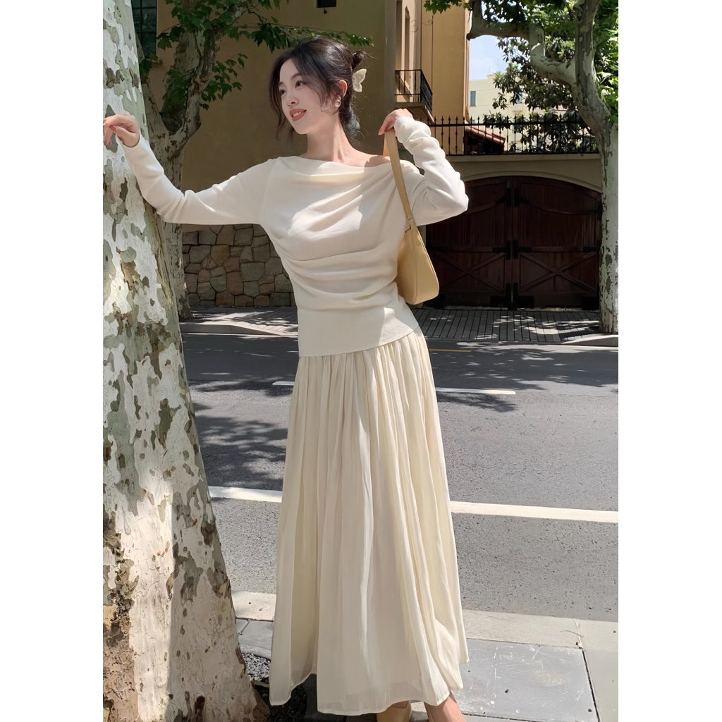 [𝐌ở 𝐁𝐚́𝐧] Set áo lệch vai mix chân váy tơ xoè, Set đồ nữ sang chảnh có Bigsize by Shi Shang | BigBuy360 - bigbuy360.vn
