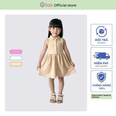 Đầm Bé Gái Thêu Họa Tiết Thun Cotton Mềm Mát, Thoáng Khí, Thấm Hút (1-10 Tuổi) BaaBaby AD57C