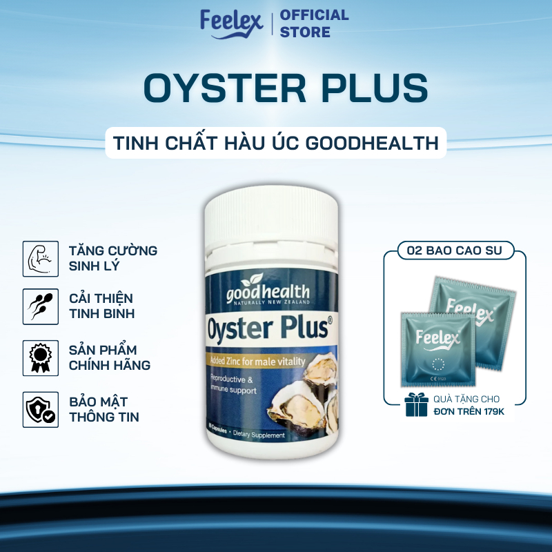 Tinh chất hàu New Zealand Good Health Oyster Plus hỗ trọ tăng cường sinh lý nam giới - hộp 60v