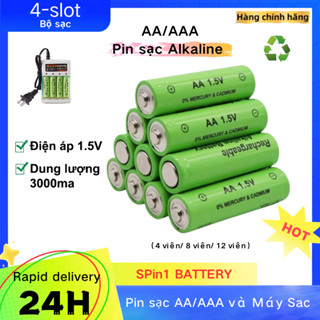 Chính hãng Pin sạc 1.5V AA / AAA 3000mAh Kèm 4 Pin Máy Sạc chất lượng cao mới cho đồng hồ, điều khiển, đè