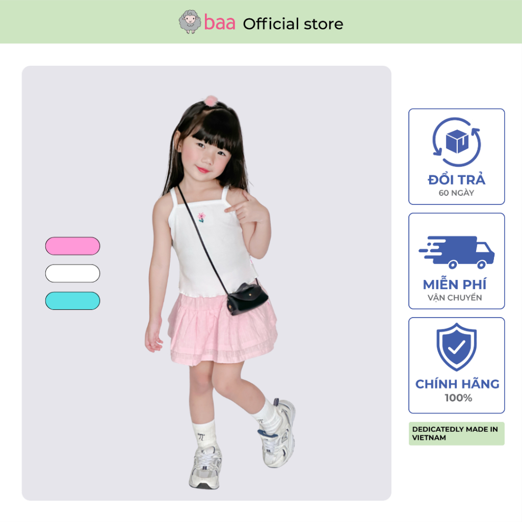 Chân váy kate, chân váy bé gái xòe có quần trong cho bé gái từ 1 tuổi - 10 tuổi BAA BABY - CV19N