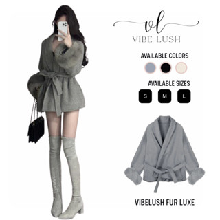  Áo khoác nữ dáng ngắn phối lông cao cấp phong cách quý phái VIBELUSH áo khoác mùa đông sang chảnh 