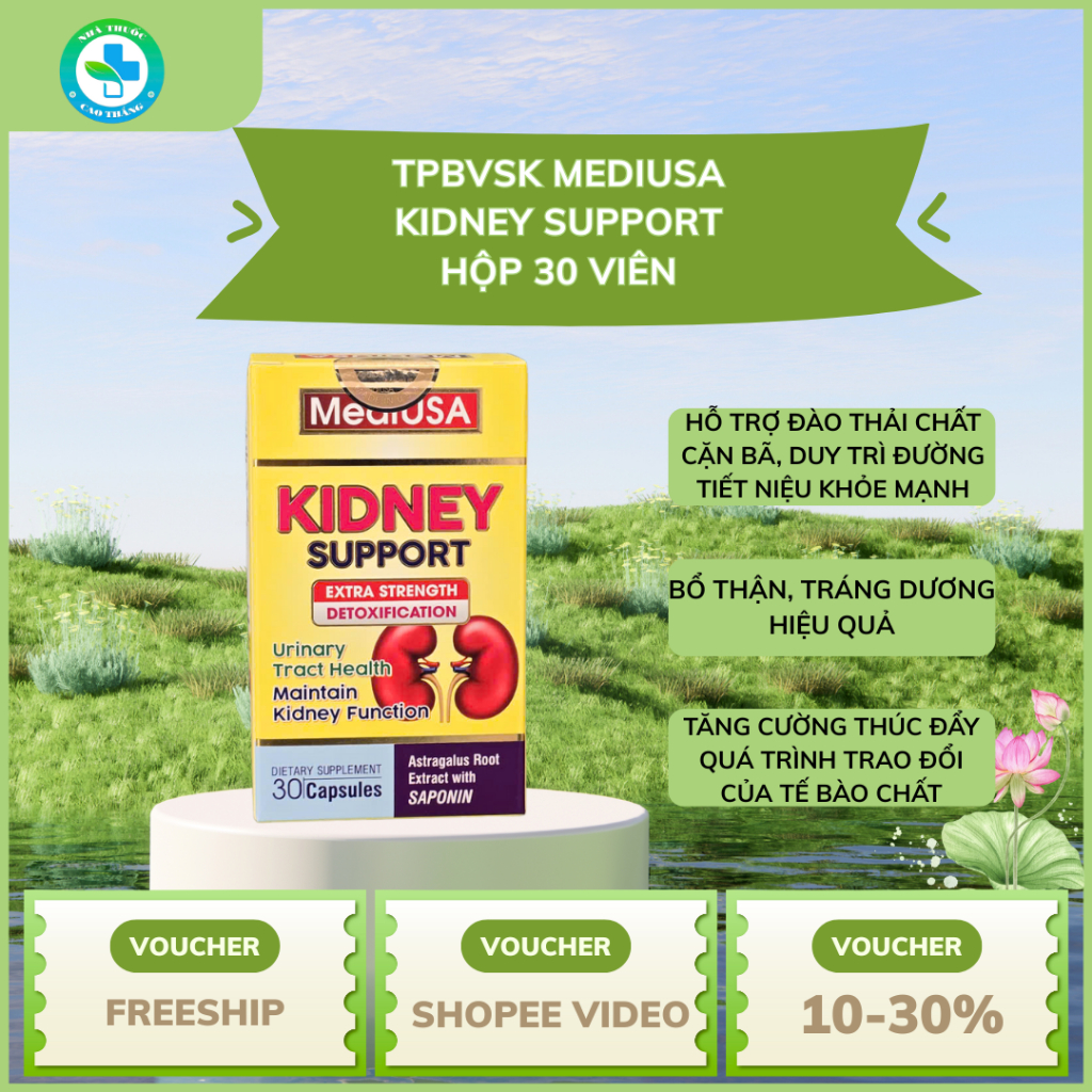 Viên uống bổ thận Mediusa Kidney Support- Lọ 30 viên