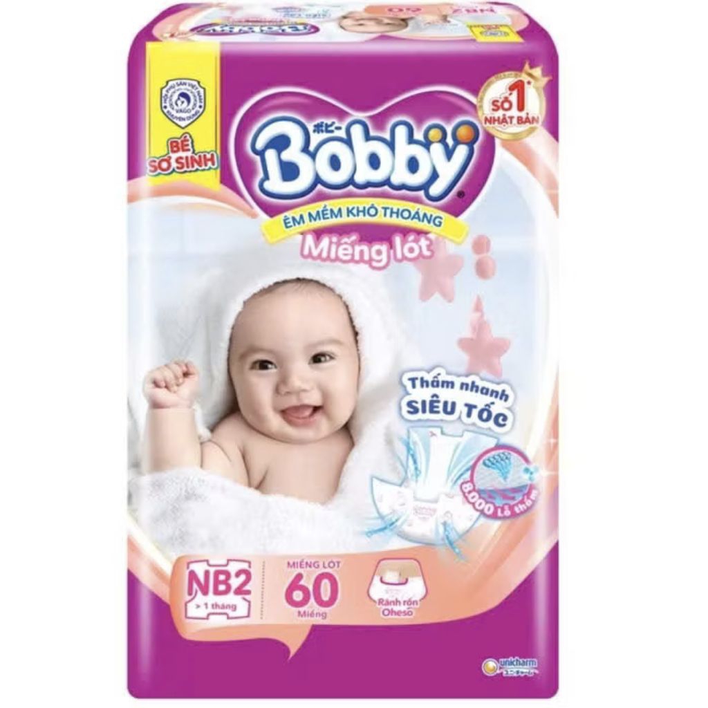 Thanh lý Miếng lót sơ sinh Bobby Newborn 2 60 miếng