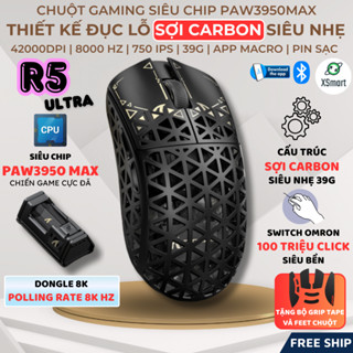 Chuột Gaming Không Dây Attack Shark R5 Ultra Sợi Carbon PAW3950MAX DPI 42.000 8000Hz