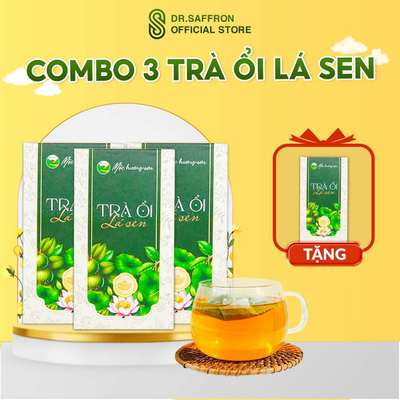 3 Hộp Trà Ổi Lá Sen nhà Mộc Hương Sơn: Thanh lọc, giữ dáng, đẹp da - Hộp 30 gói
