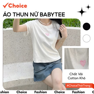 Áo Thun Nữ Babytee Choice FA1-0018-69 Cổ Tròn, In Trái Tim Hồng, Mẫu Mới Dễ Phối Đồ