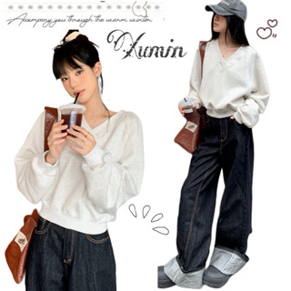 Áo Baby Sweater Cổ Tim Trơn Basic Chất Liệu Nỉ Ép Hàn Thích Hợp Thời Tiết 4 Mùa