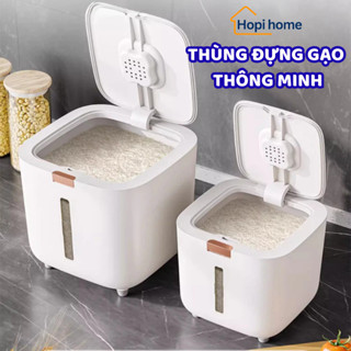Thùng Đựng Gạo Thông Minh HOPI 5kg 10kg 15kg Nắp Mở Tự Động, Thùng Gạo Cỡ Lớn Chống Côn Trùng, Chống Ẩm