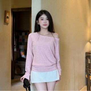 Áo Len Trễ Vai Kiểu Nữ Dáng Lệch Vai Vải Len Tăm Lông Tay Dài Thiết Kế Trơn Basic Mùa Thu Đông Kimee - KA620