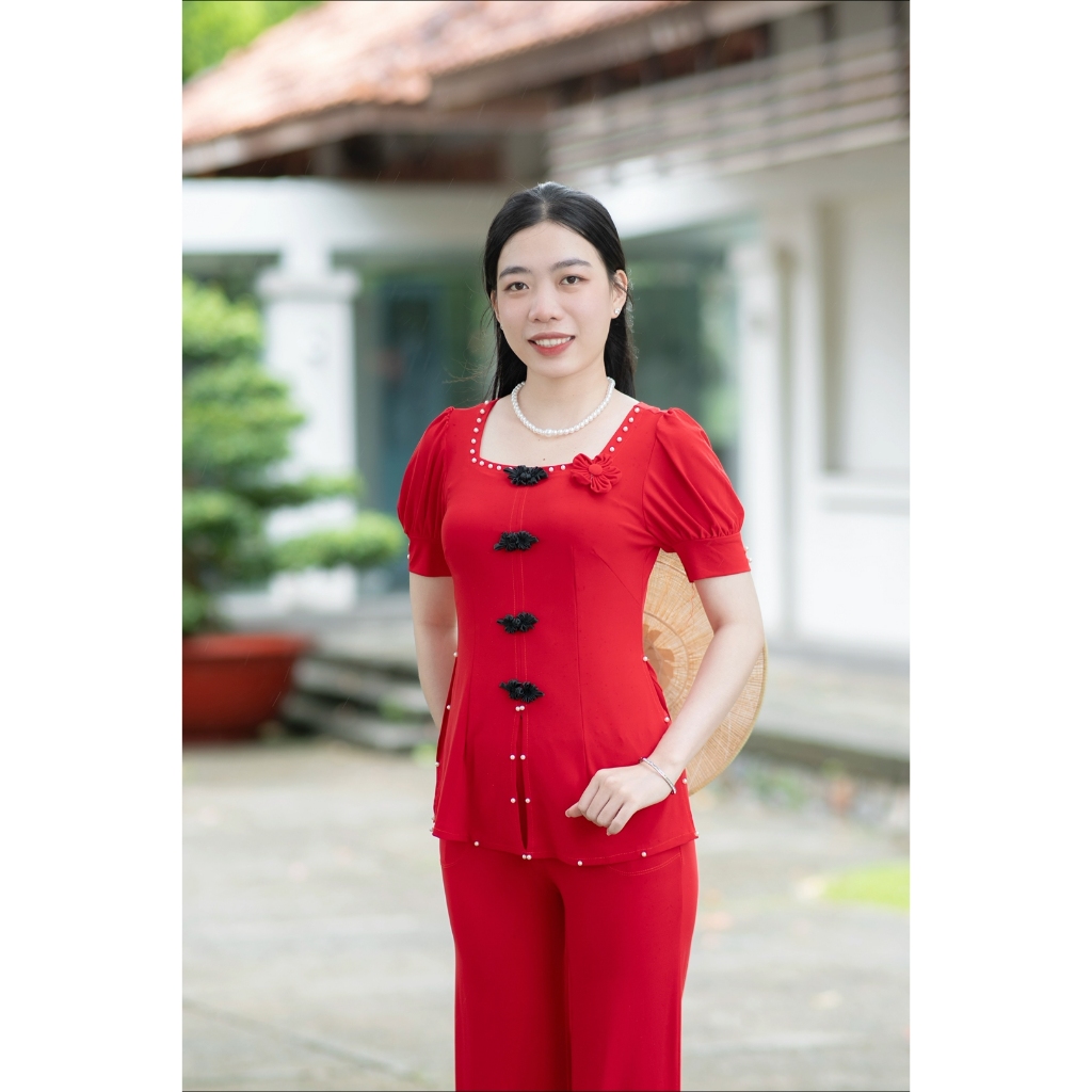 Bộ Bà Ba Sẫm Cổ Vuông