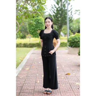 Bộ Bà Ba Sẫm Cổ Vuông