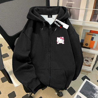 Áo khoác nỉ mũ áo hai lớp - hello kitty nơ hồng