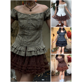  Áo Xô Chít Eo Cài NÚT NỤ Ôm Sát Dễ Thương  Vintage 