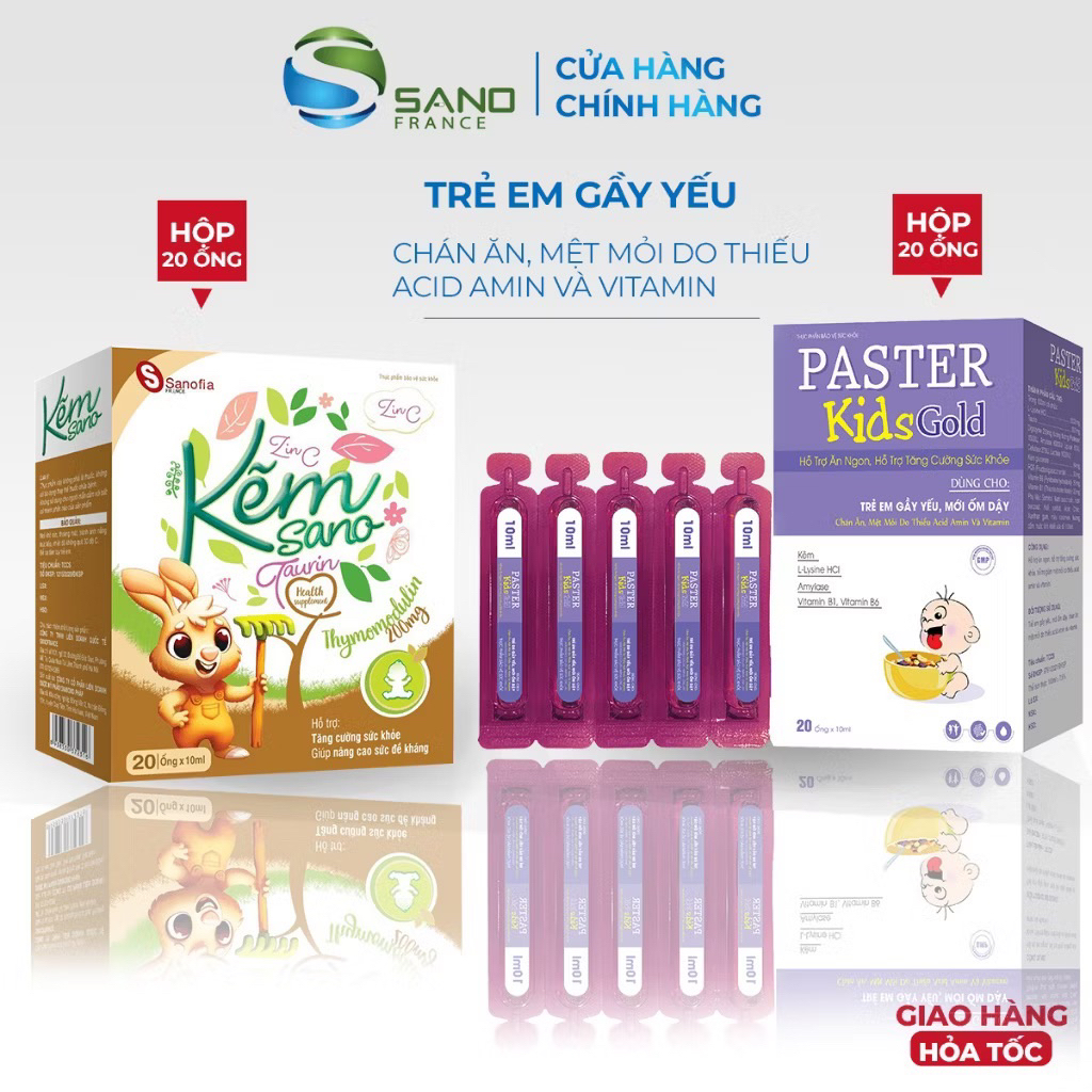 Sireo Paster Kids Gold Sanofia Hộp 20 ống và Siro Kẽm Hộp 20 ống
