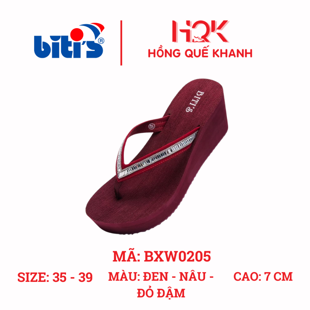 [BITI'S] DÉP KẸP/XỎ NGÓN NỮ ĐẾ XUỒNG CAO 7CM - MÃ BXW0205 - CHẤT LIỆU XỐP NHẸ, BỀN, ÊM - MÀU ĐEN/NÂU