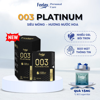 Bao cao su Feelex Platinum cao cấp siêu mỏng, nhiều gel bôi trơn, hương nước hoa - hộp 10 bcs