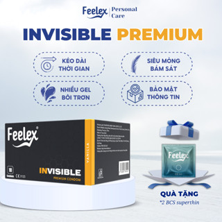 Bao cao su Feelex siêu mỏng, gân gai, nhiều gel bôi trơn - Hộp 10 chiếc