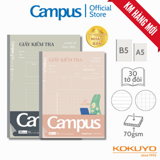  Giấy Kiểm Tra GIẤY VÀNG chuẩn Nhật mẫu mới Vở Xé tiện lợi 30 tờ đôi A5 B5 kẻ ngang 4 ly ngang 70gsm Campus 