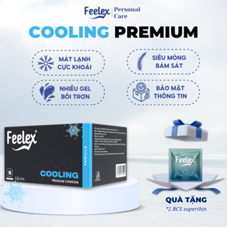  Bao cao su Feelex Cool siêu mỏng mát lạnh cảm giác chân thật hộp 10 bao 