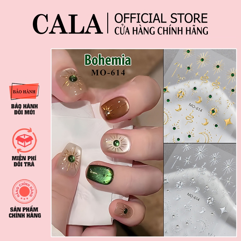 Nail Sticker Bohemia MO-614 - Miếng dán ánh kim loại và đá - Mang phong cách hoàng đạo Bohemia thần 