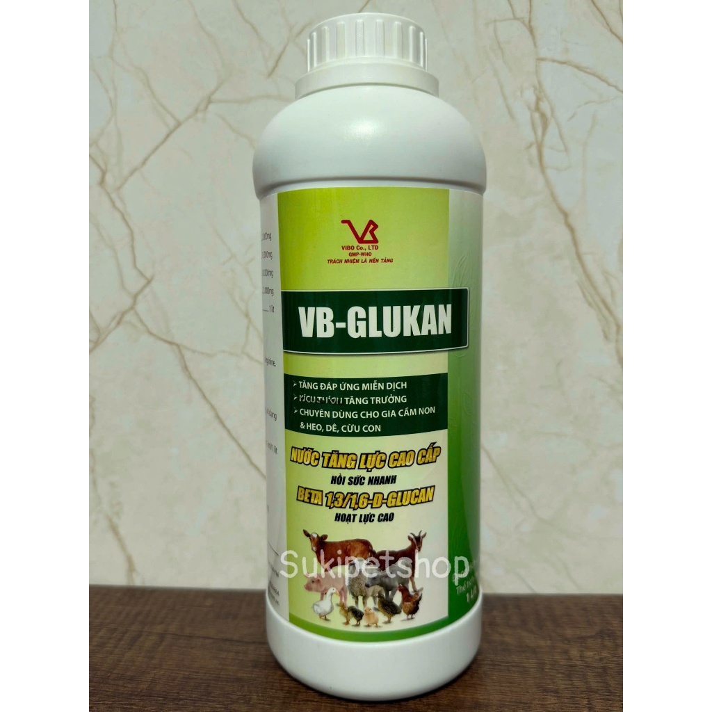 VB-GLUKAN - [ CHAI 1 LÍT ] - NƯỚC TĂNG LỰC, PHỤC HỒI, GIÚP GIẢI ĐỘC GAN THẬN CHO GIA SÚC VÀ GIA CẦM