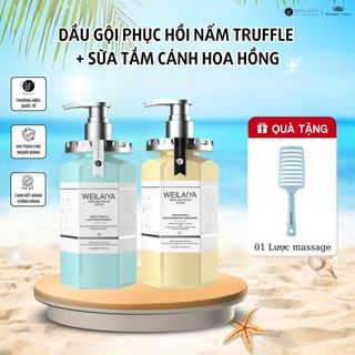  Cặp dầu gội xả phục hồi Weilaiya chiết xuất nấm Truffle chống lão hóa da đầu mượt tóc 450ml 