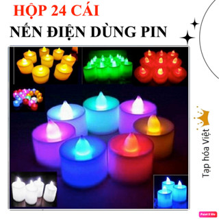 HỘP 24 NẾN ĐIỆN tử đèn led, Nến mini decor, trang trí ( kèm sẵn pin ) nến sinh nhật, nhiều màu sắc