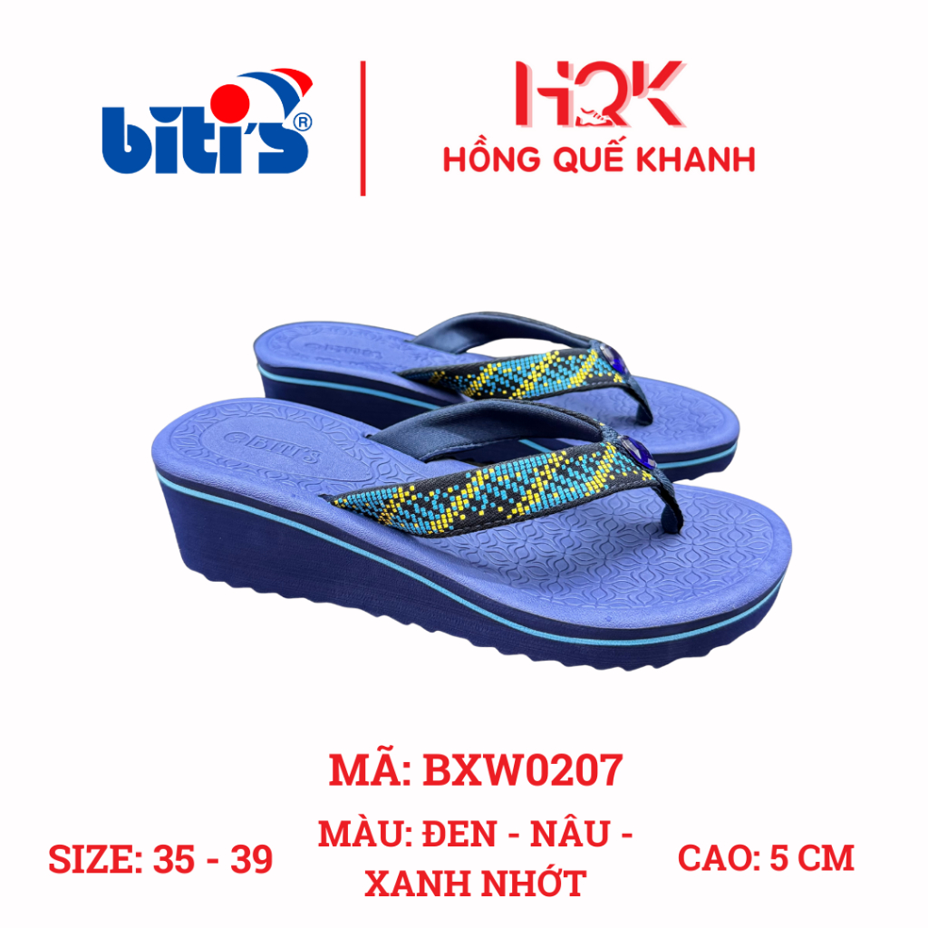 [BITI'S] DÉP KẸP/XỎ NGÓN NỮ ĐẾ XUỒNG CAO 5CM - MÃ BXW0207 - CHẤT LIỆU XỐP NHẸ, BỀN, ÊM - MÀU ĐEN/NÂU