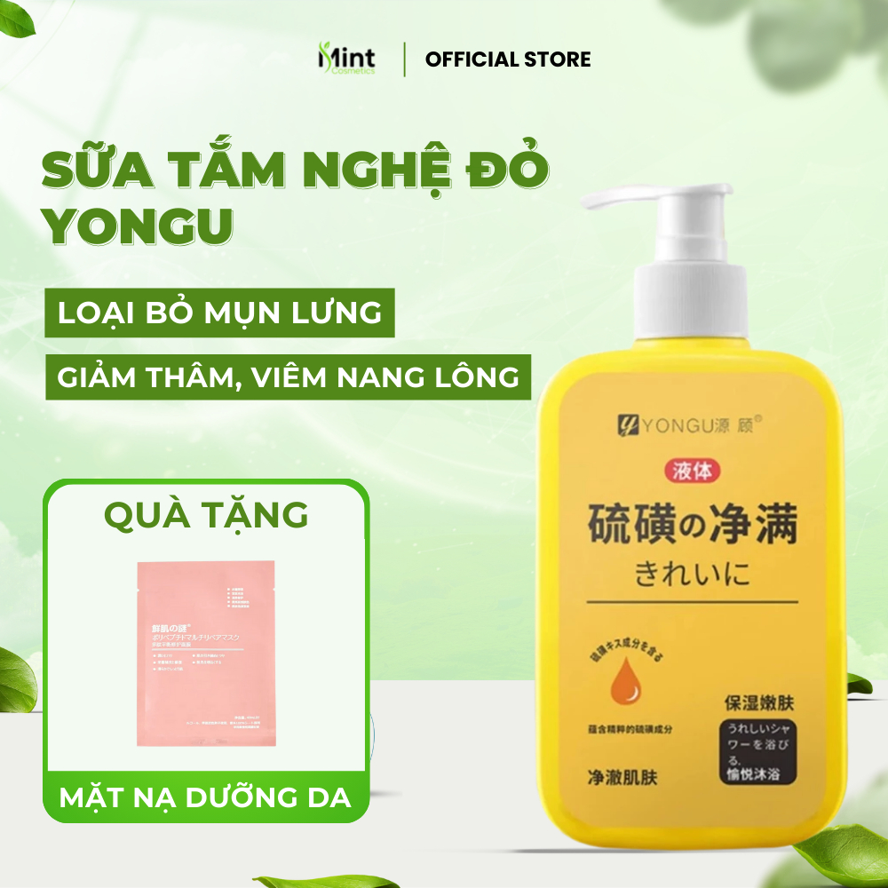 Tinh chất đào thải mụn nghệ đỏ YONGU, sữa tắm giảm mụn lưng, cải thiện viêm nang lông dày sừng - MIN